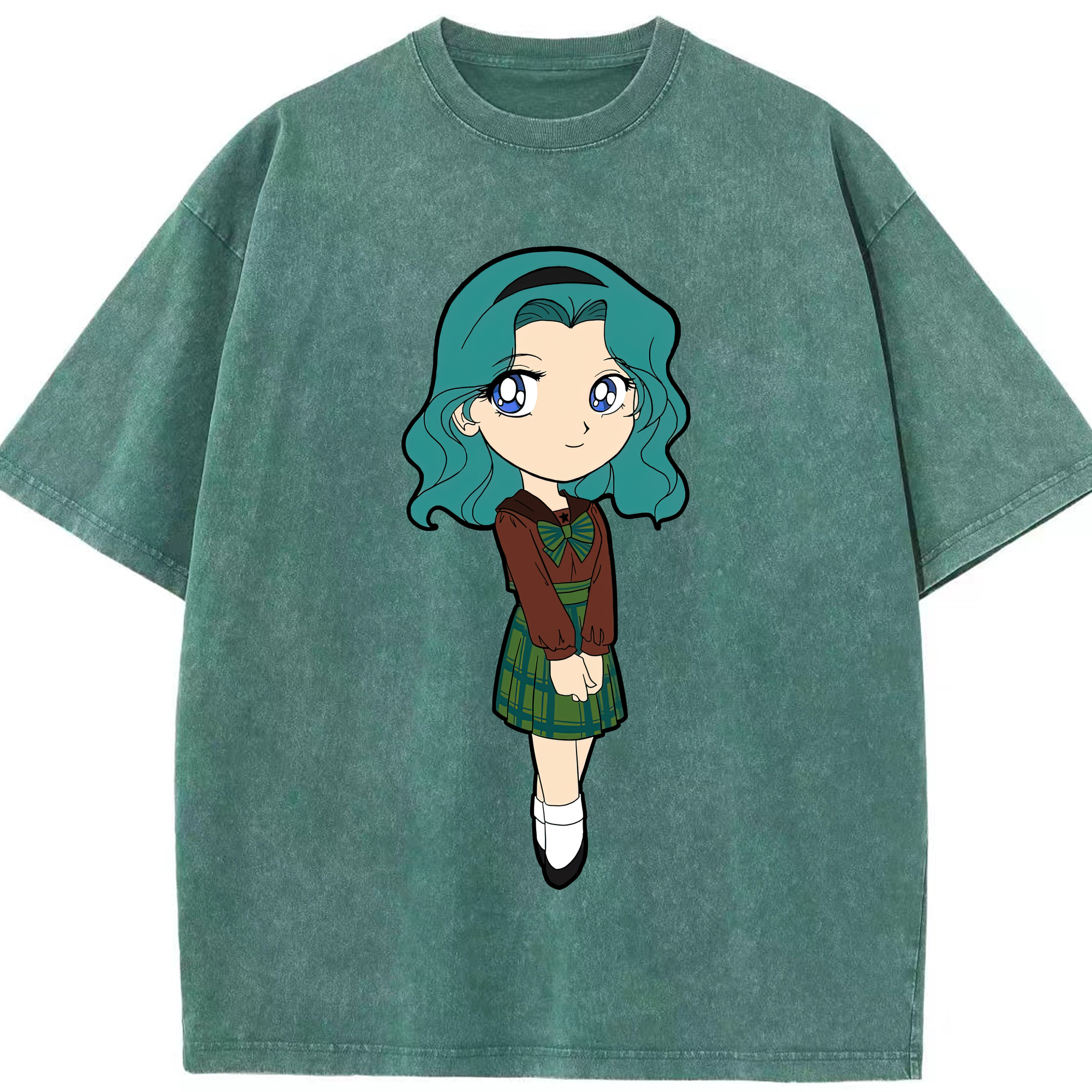 （画像用） 美少女戦士セーラームーン 海王 みちる（かいおう みちる） Sailor Moon Kaiou Michiru 綿100% ヴィンテージ風 半袖Tシャツ（フロントプリント）